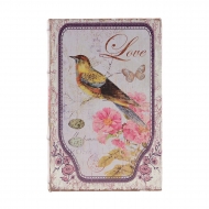 Cassaforte a libro con uccelli e fiori rosa