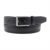 Cintura italiana in pelle liscia nera con fianchi incisi