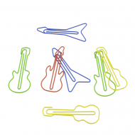 Scatole a clip a forma di chitarre colorate